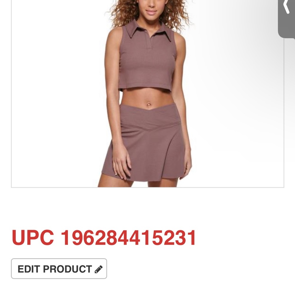 Calvin Klein Ribbed Collared Tank with V neck - Picture 4 of 5